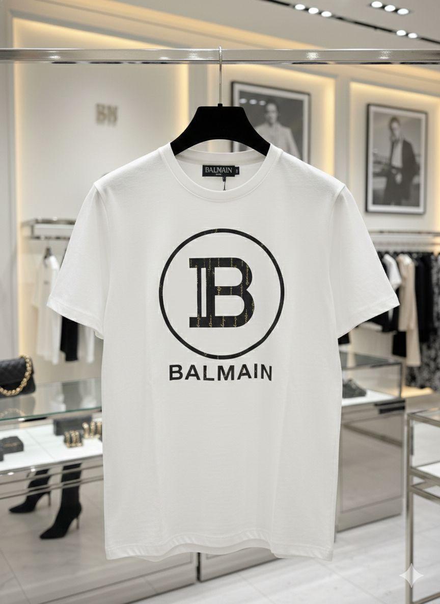 Balmain Paris white premium cotton crop top for women
