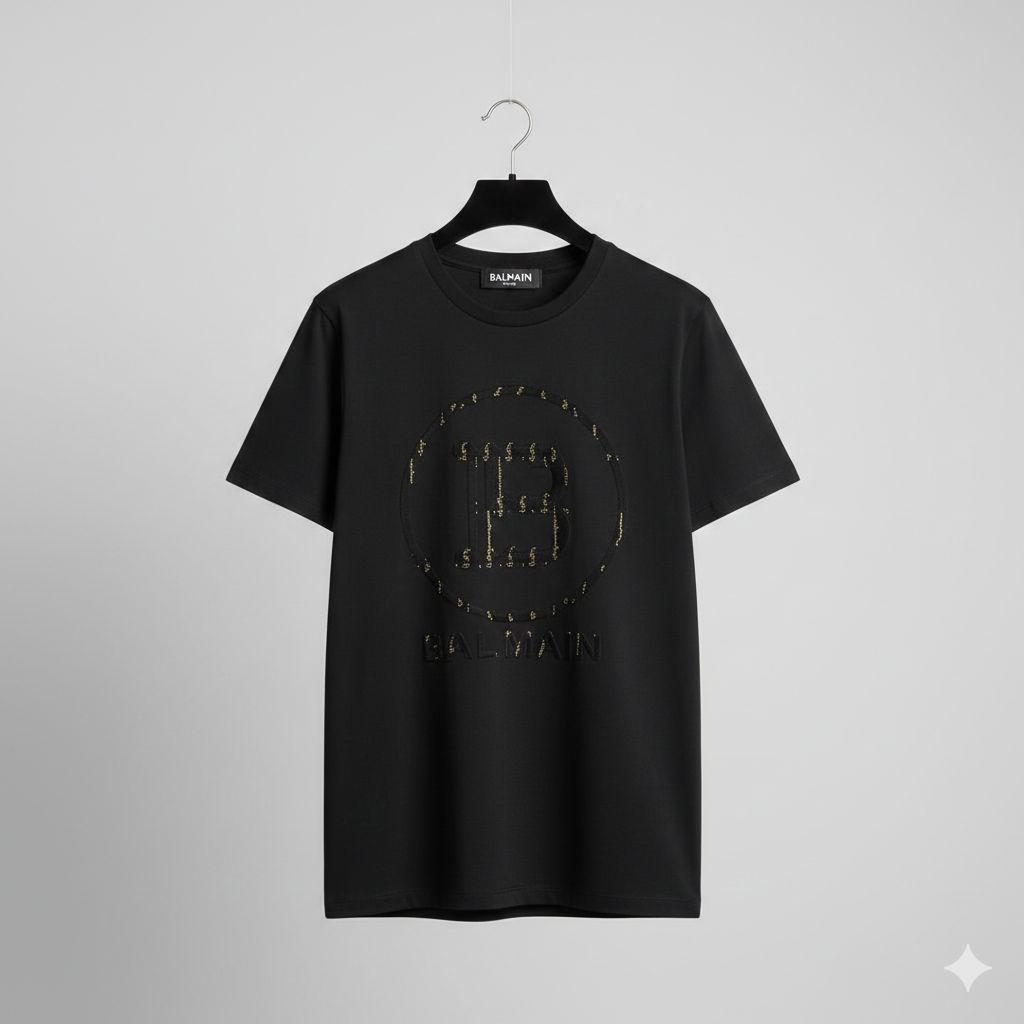 Balmain Paris black premium cotton crop top for women
