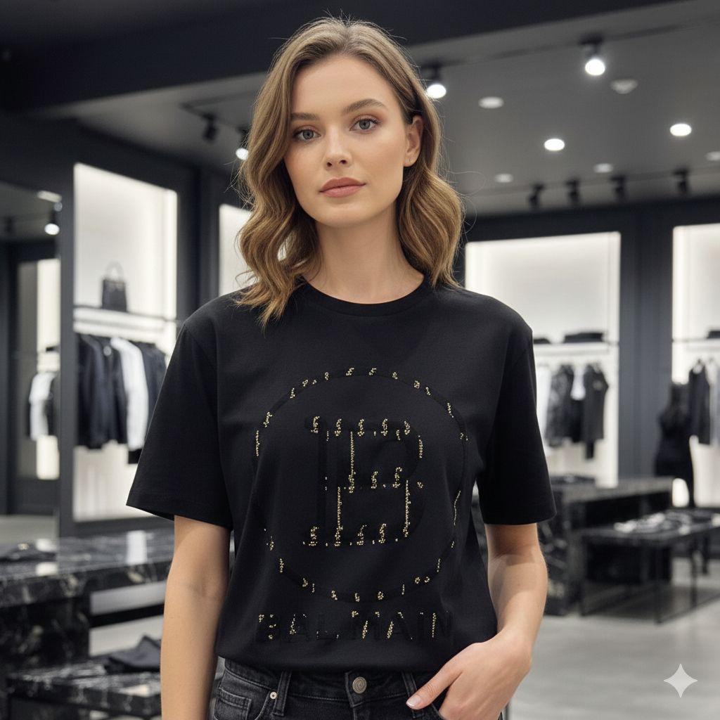 Balmain Paris black designer-inspired women's crop top
