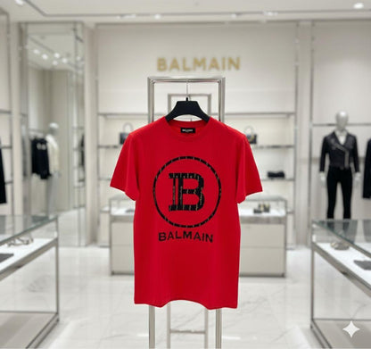 Balmain Paris red premium cotton crop top for women
