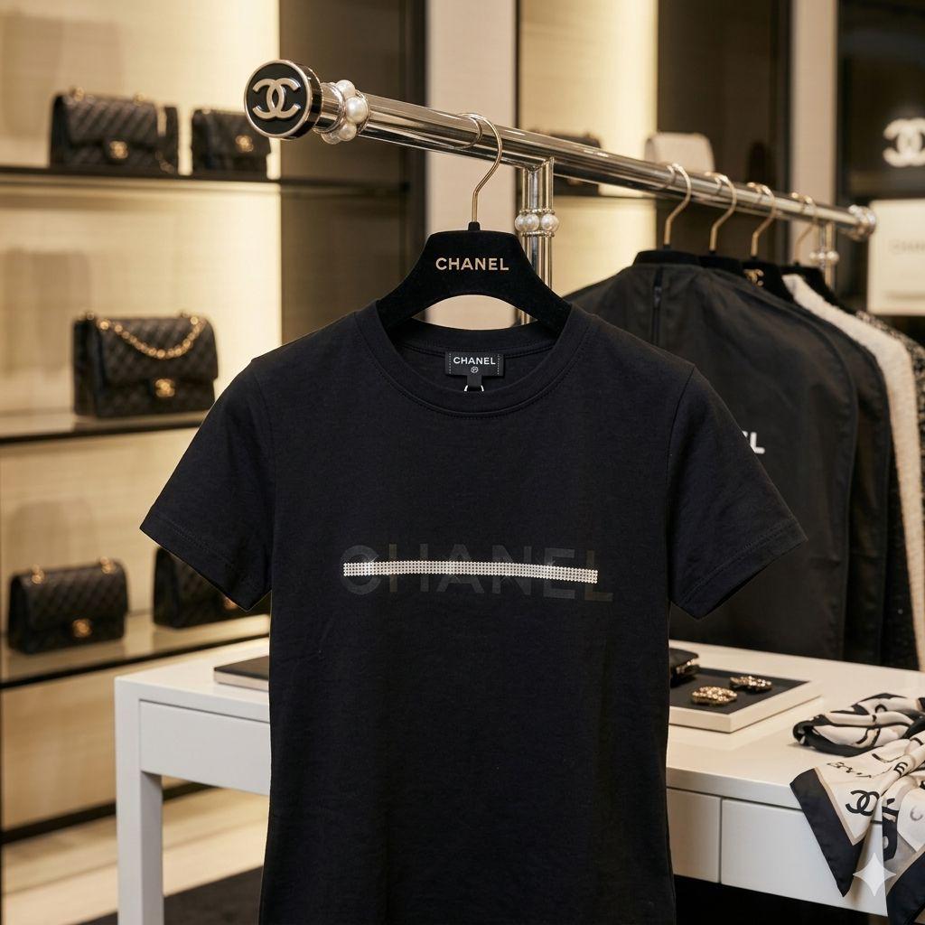 Chanel black designer-inspired ladies cotton tee
