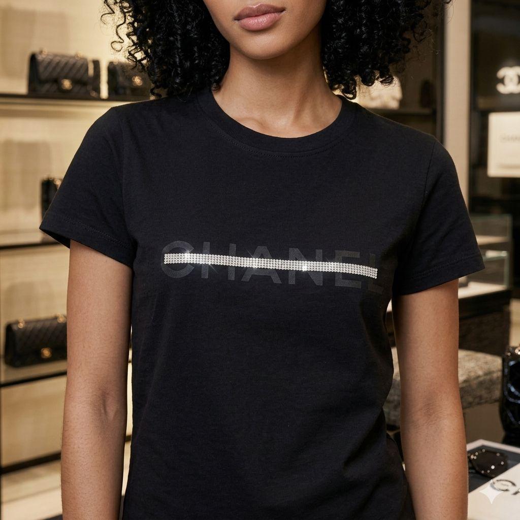 Women's Chanel black regular fit luxury T-shirt
