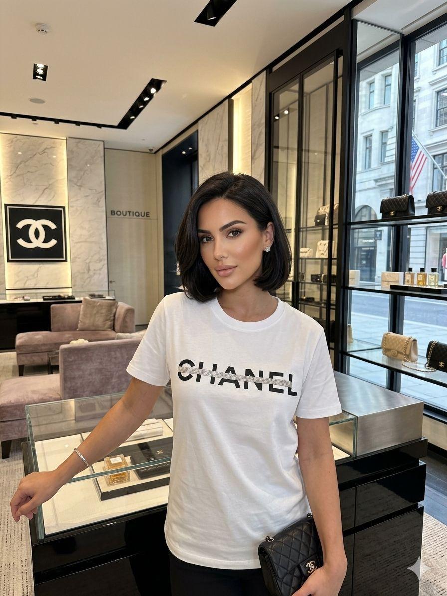 Premium Chanel white casual T-shirt for women
