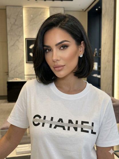 Chanel white designer-inspired ladies cotton tee
