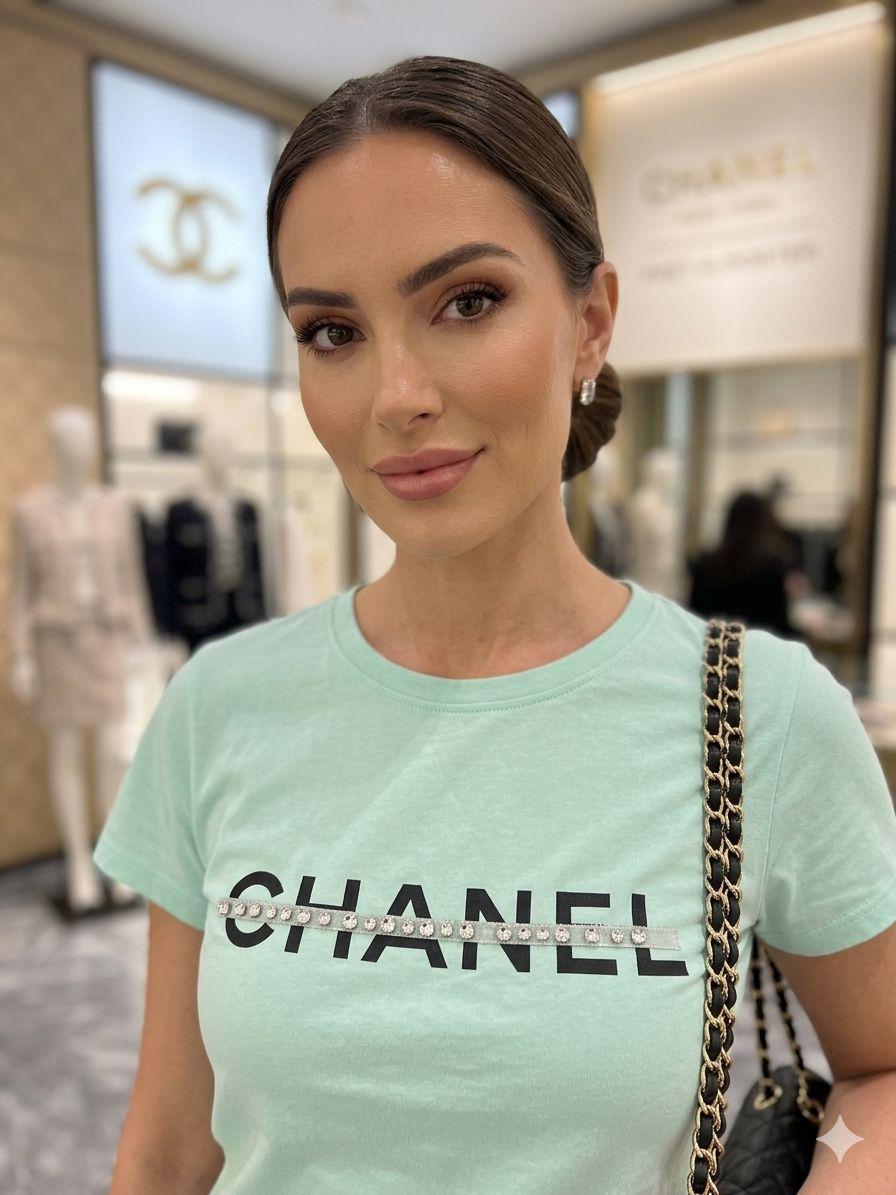 Women's Chanel light green regular fit luxury T-shirt
