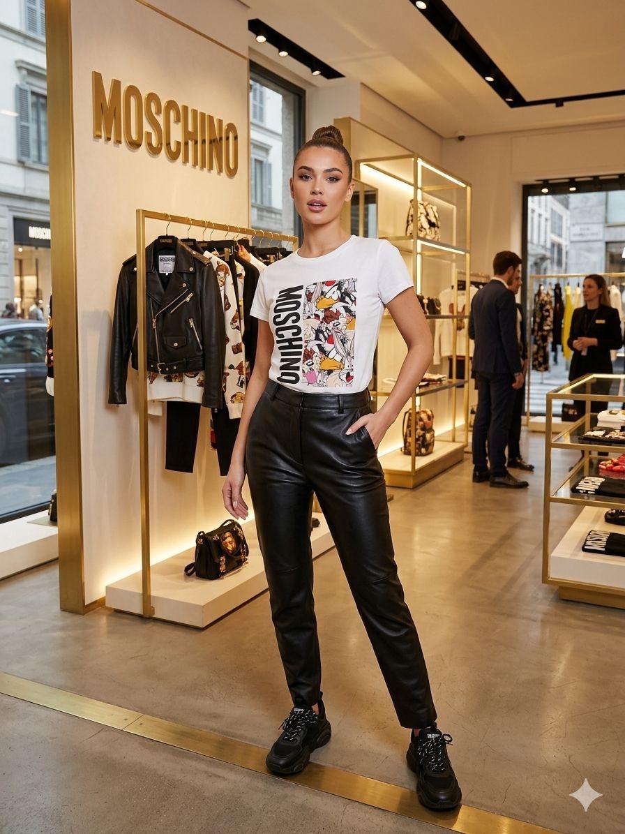 Moschino white designer-inspired ladies cotton tee
