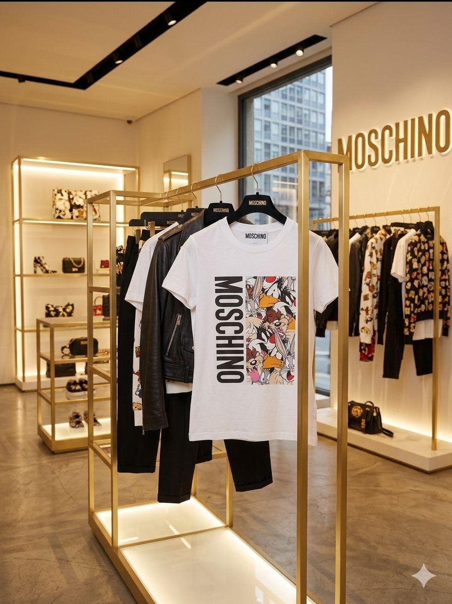 Moschino white premium Italian cotton T-shirt for women
