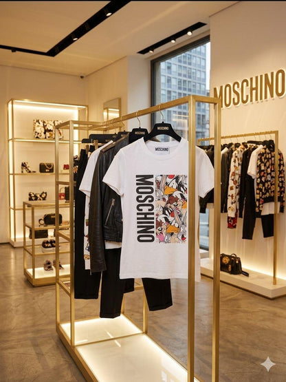 Moschino white premium Italian cotton T-shirt for women

