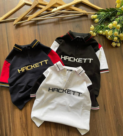 Hackett Kids Polos – White, Black & Navy Collection
