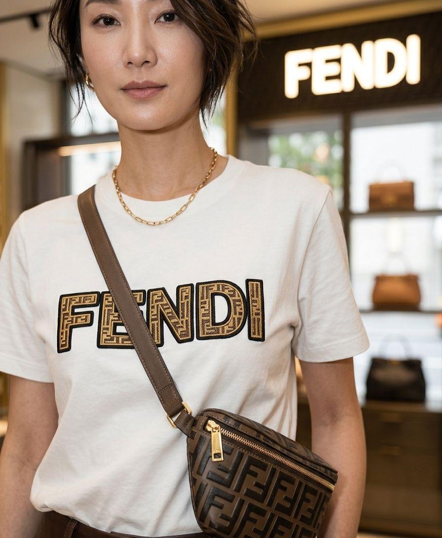 Women's Fendi white regular fit luxury T-shirt
