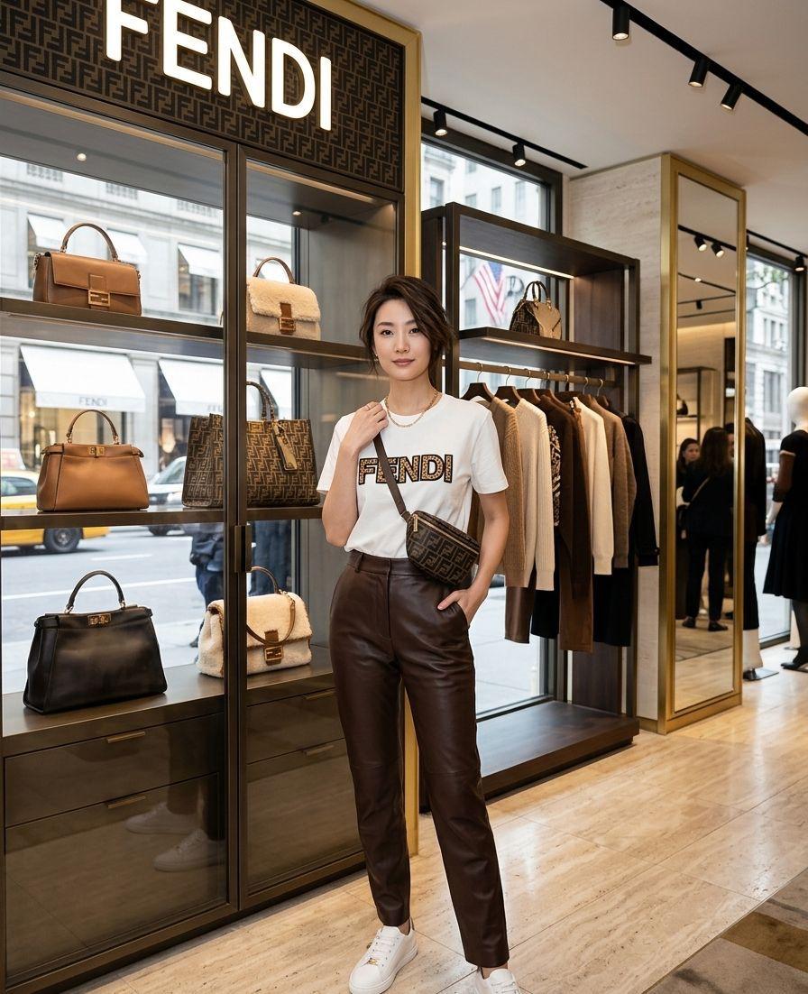 Premium Fendi white casual T-shirt for women
