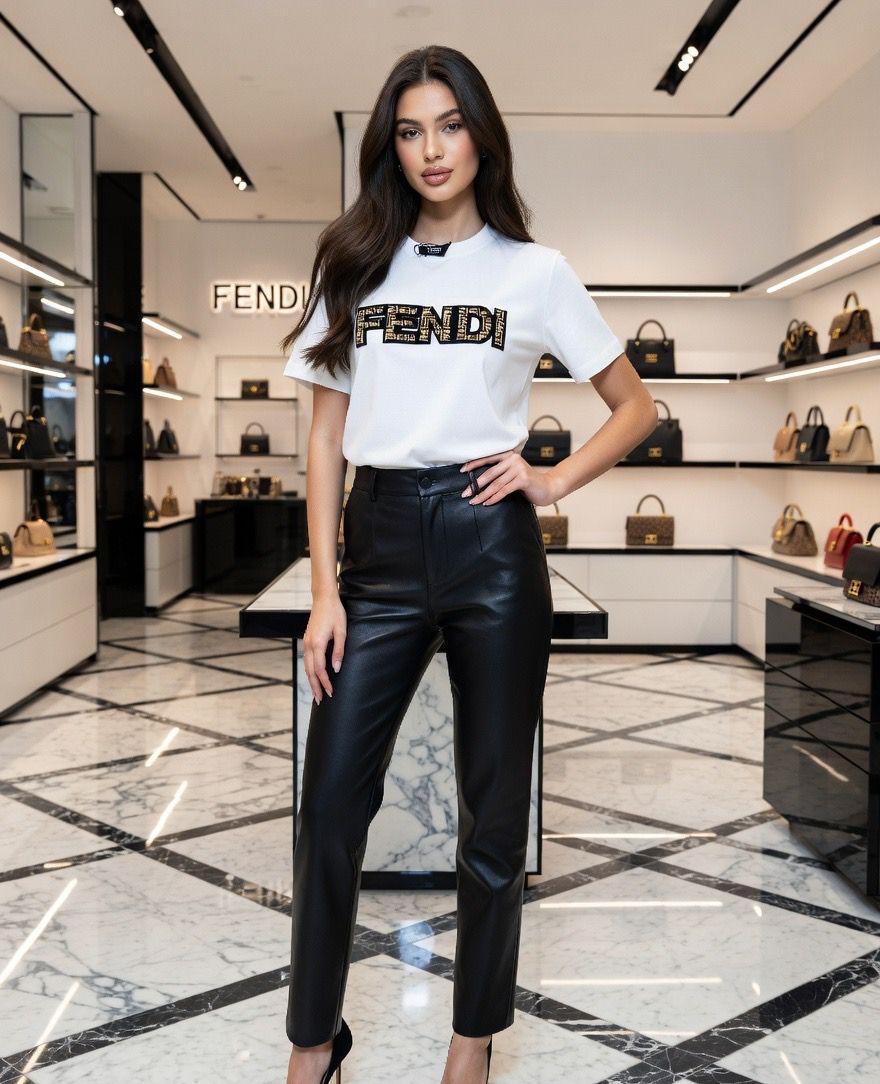Fendi white designer-inspired ladies cotton tee
