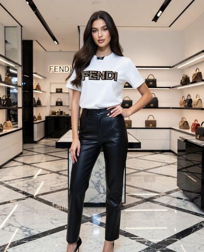 Fendi white designer-inspired ladies cotton tee
