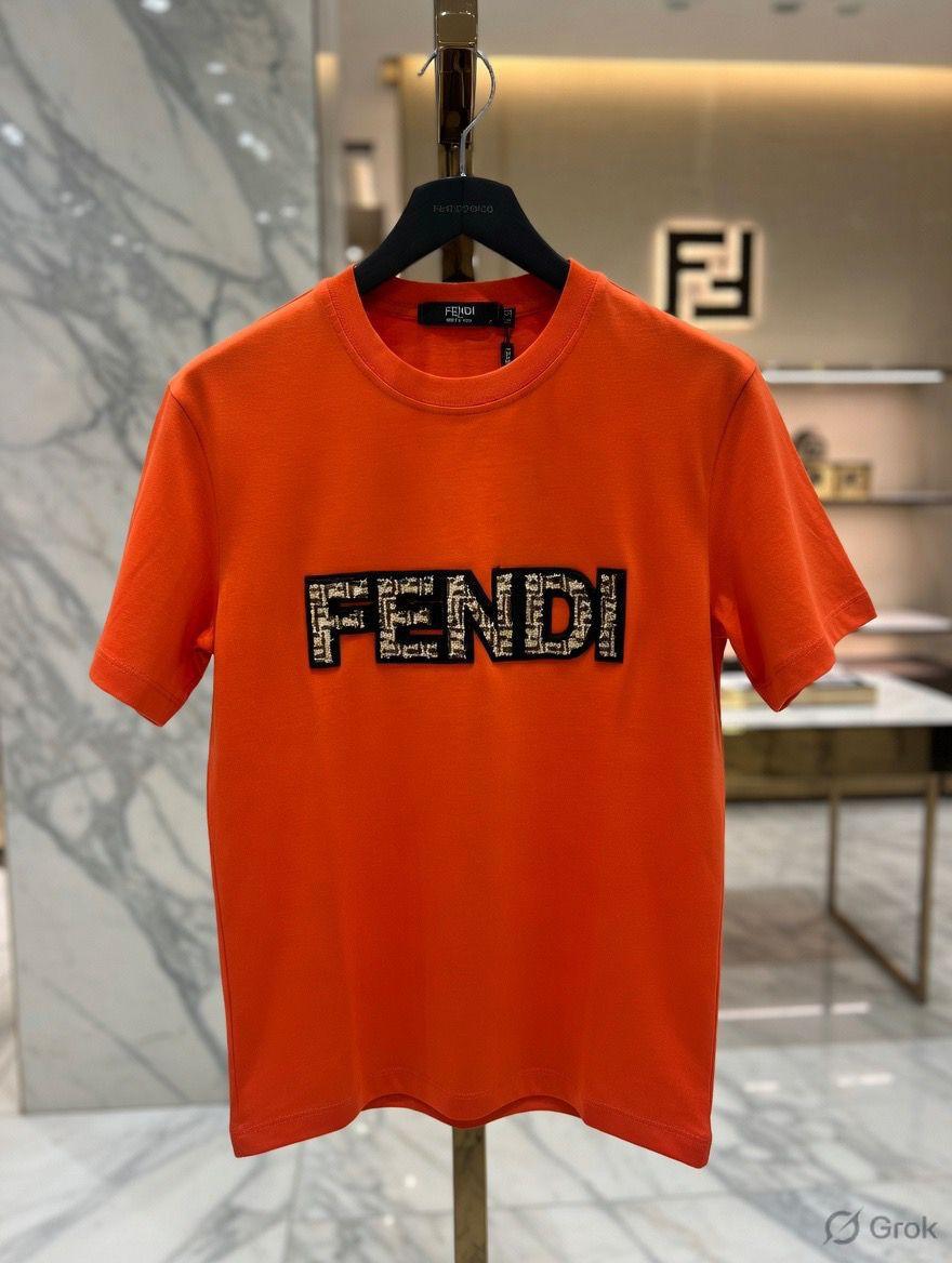 Fendi orange premium Italian cotton T-shirt for women

