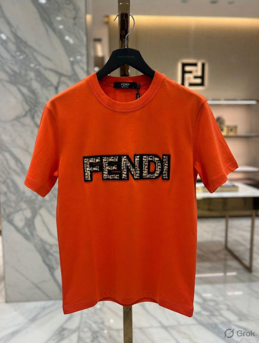 Fendi orange premium Italian cotton T-shirt for women
