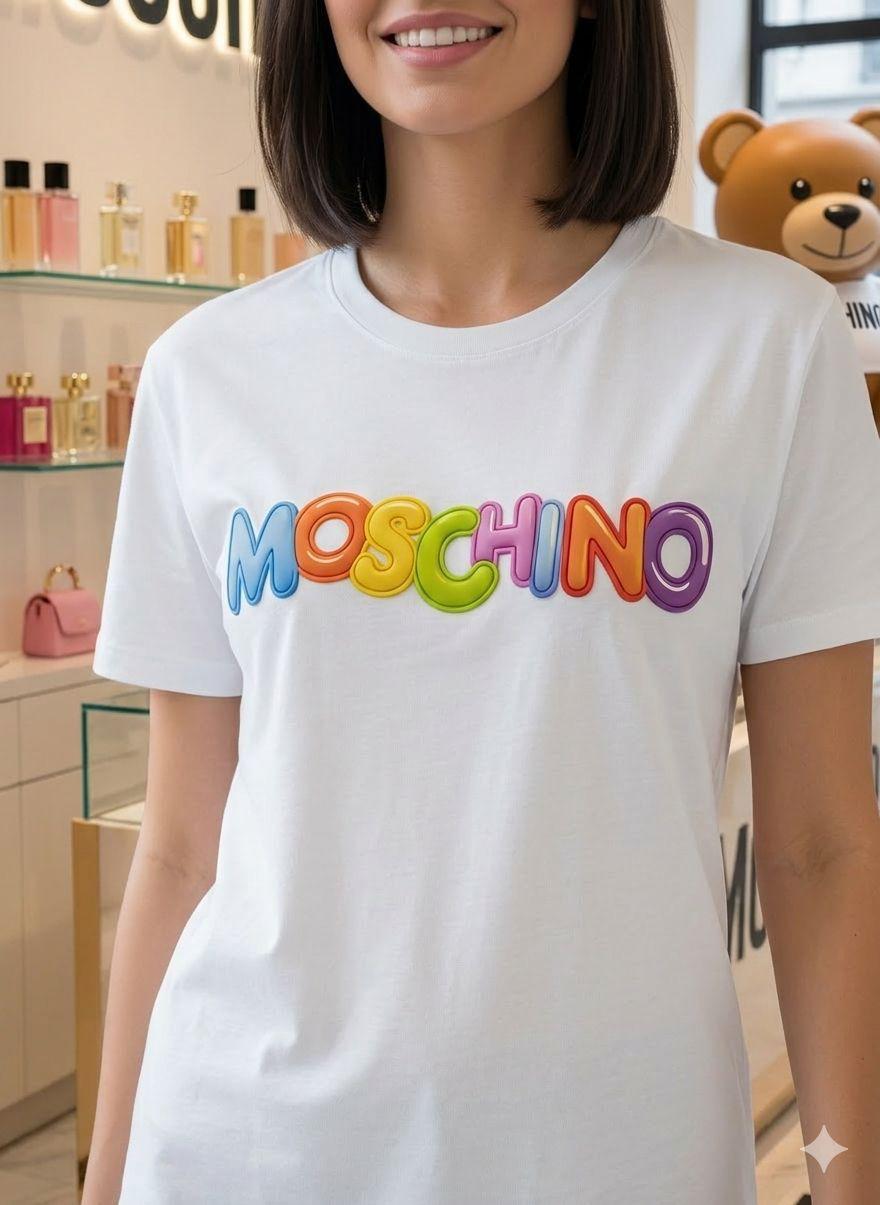Moschino white designer-inspired ladies cotton tee

