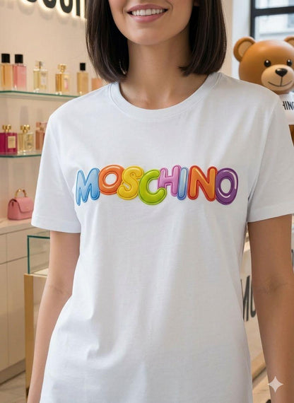 Moschino white designer-inspired ladies cotton tee
