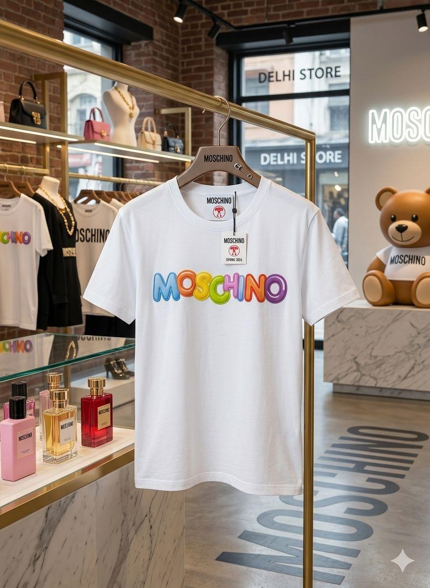 Moschino white premium Italian cotton T-shirt for women
