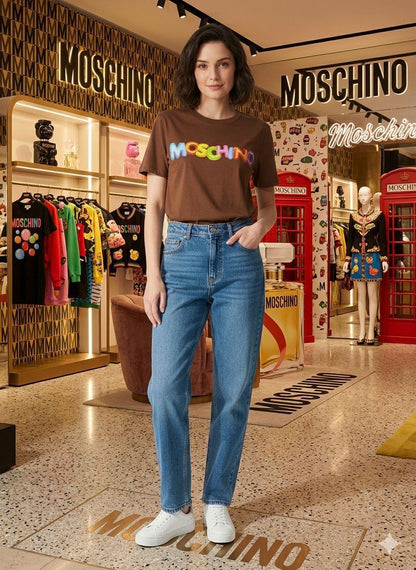 Premium Moschino brown casual T-shirt for women
