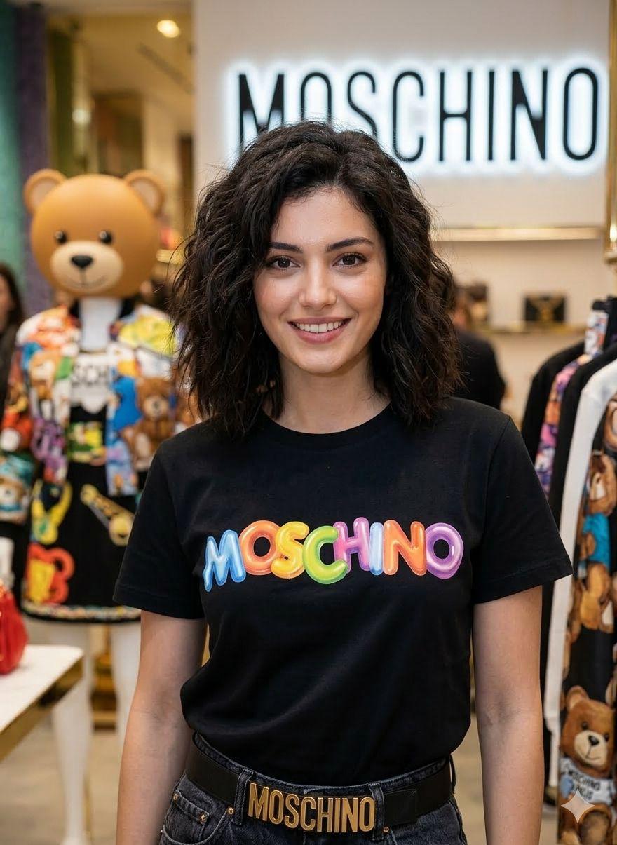 Moschino black designer-inspired ladies cotton tee
