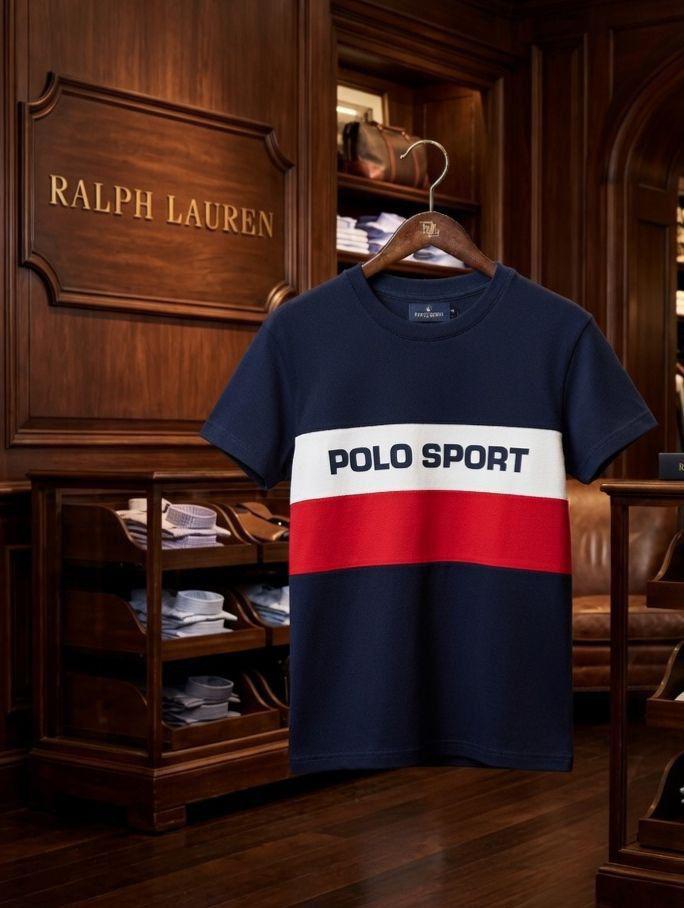 Ralph Lauren Kids Round Neck Cotton Peach Tee in Black

