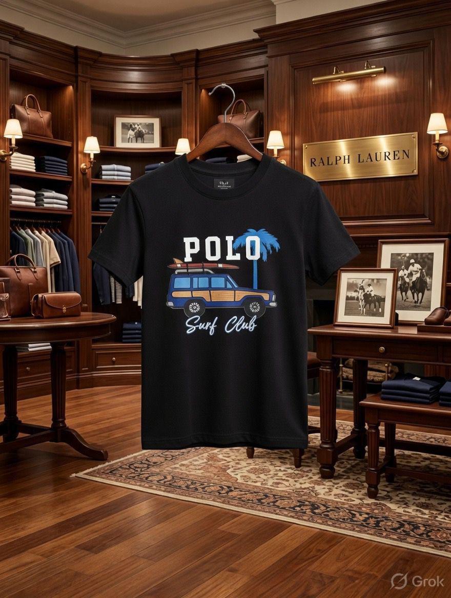 Ralph Lauren Kids Round Neck Cotton Peach Tee in Navy
