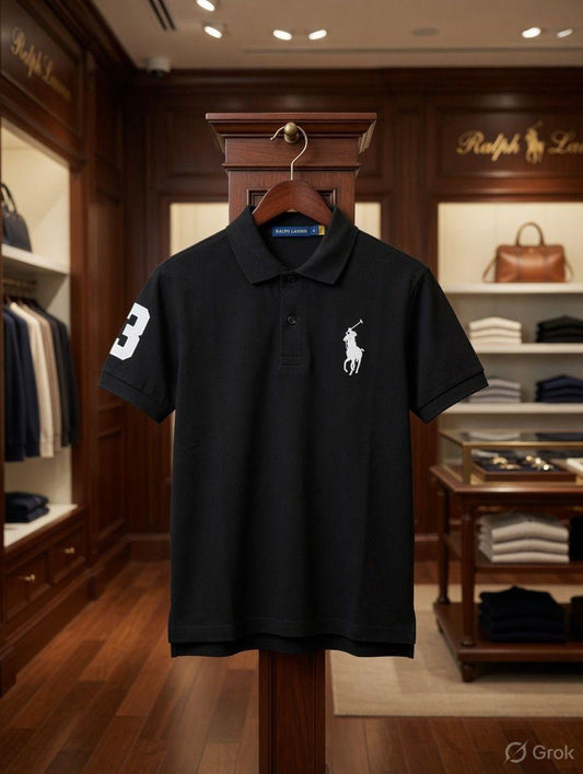 Ralph Lauren Kids Regular Fit Embroidered Polo in Black
