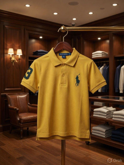 Ralph Lauren Kids Regular Fit Embroidered Polo in Yellow
