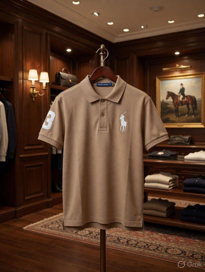 Ralph Lauren Kids Regular Fit Embroidered Polo in Beige
