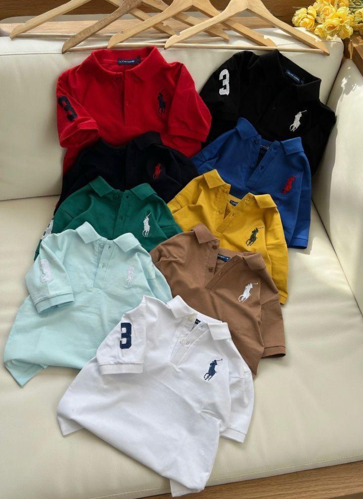 Ralph Lauren Kids Embroidered Polos – Red, Black, Navy, Blue, Teal Blue, Yellow, Sky Blue, Beige & White Collection