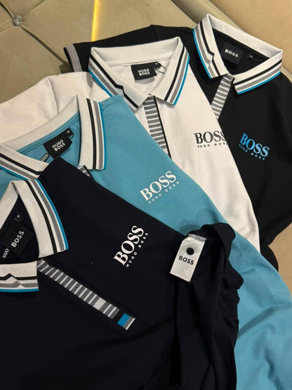 Hugo Boss Turkey cotton dobby Lycra polo T-shirts in multiple colours
