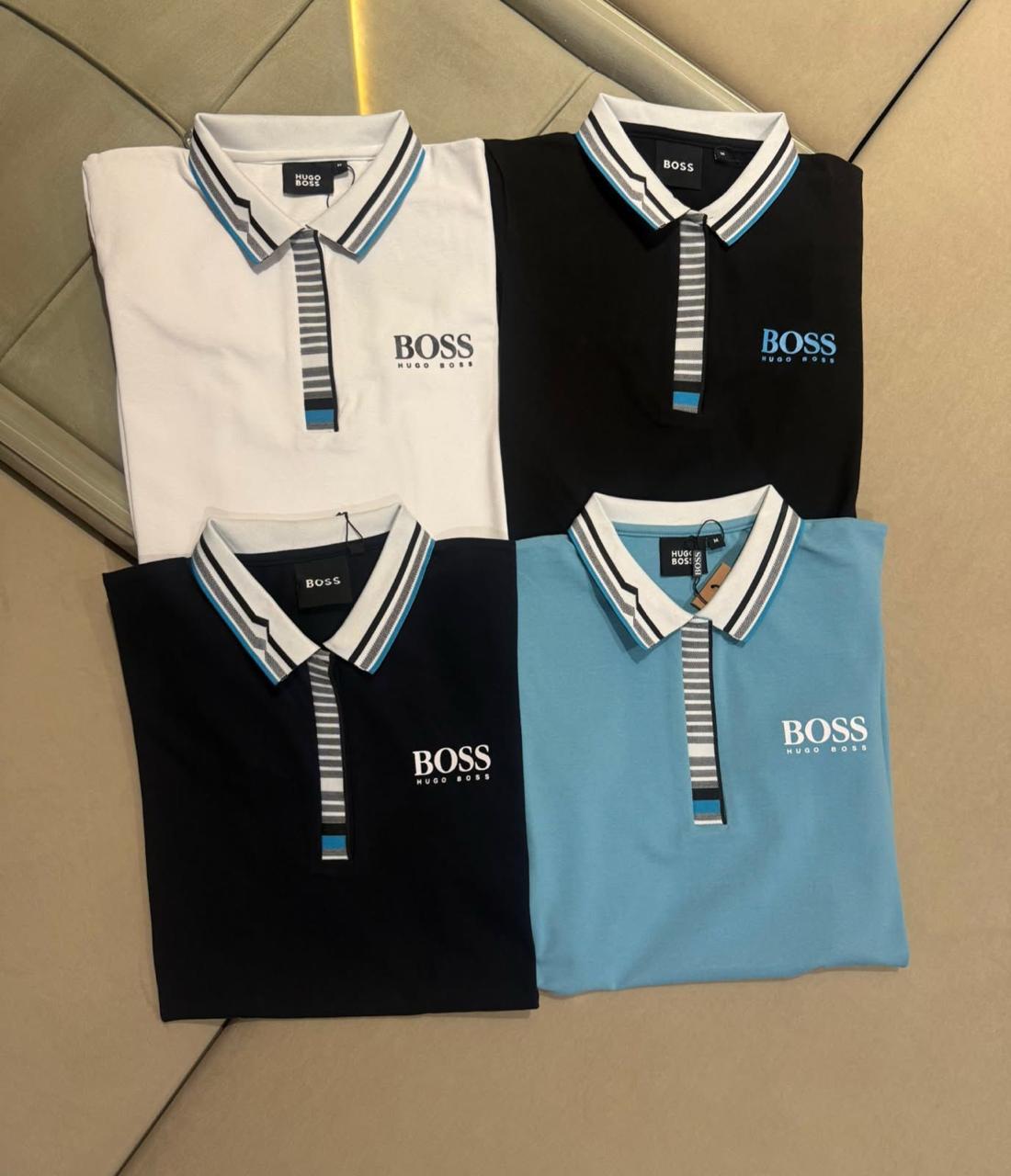 Hugo Boss premium women's polo T-shirts in black, white, navy blue and sky blue
