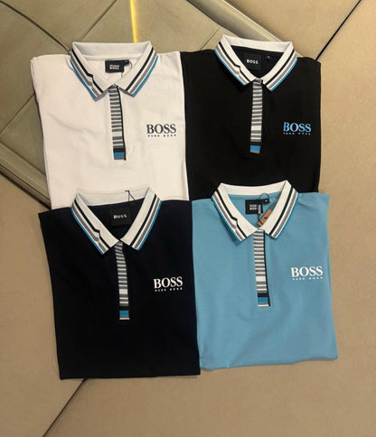 Hugo Boss premium women's polo T-shirts in black, white, navy blue and sky blue
