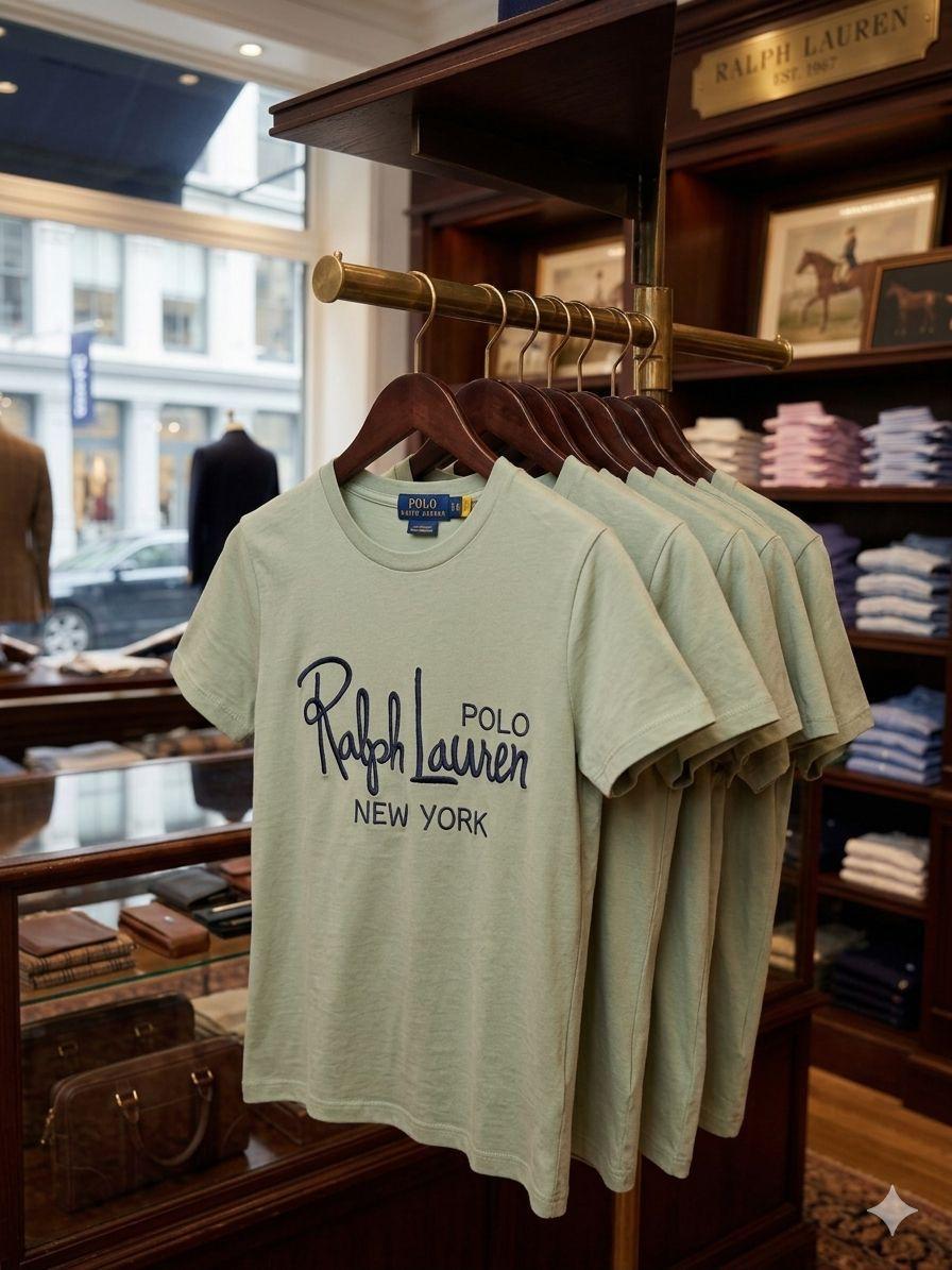 Ralph Lauren light green premium 260 GSM cotton T-shirt for women
