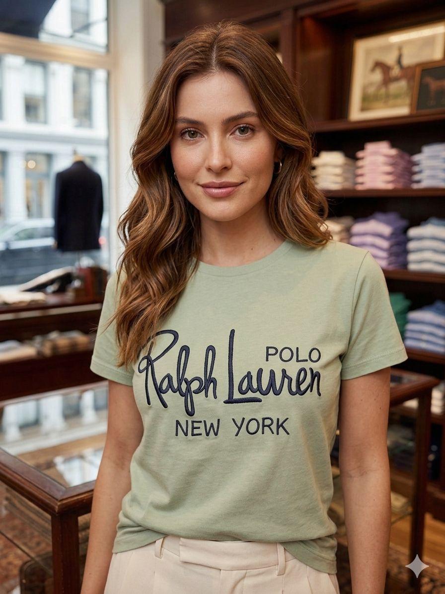 Women's Ralph Lauren light green regular fit cotton T-shirt
