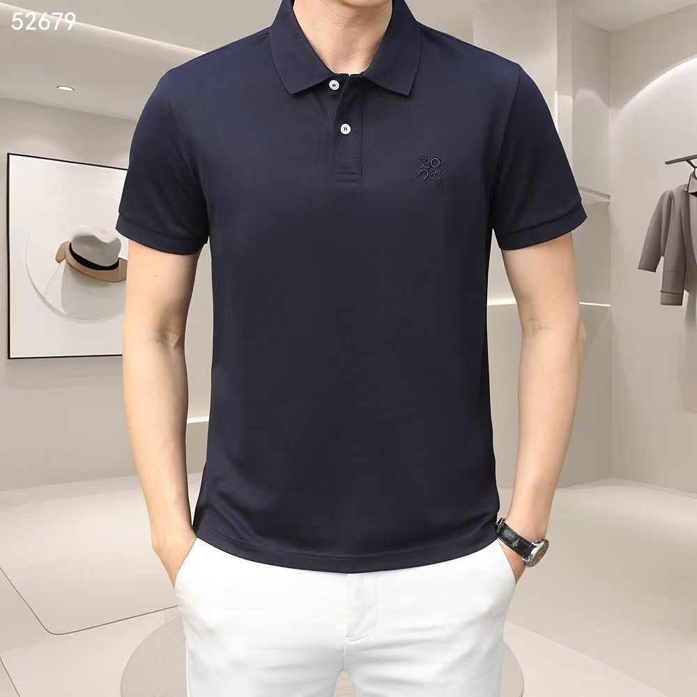 Loewe navy blue regular fit polo t-shirt with embroidered logo
