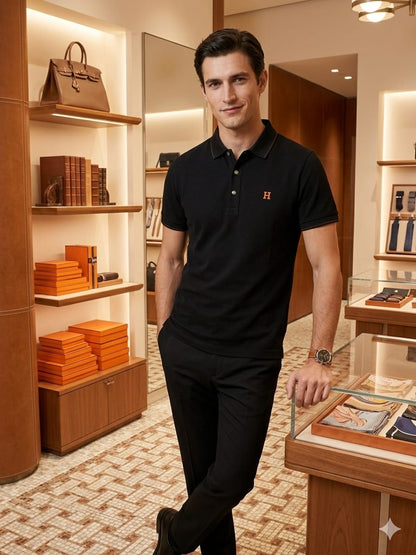 Hermès black premium polo t-shirt for casual and smart casual wear
