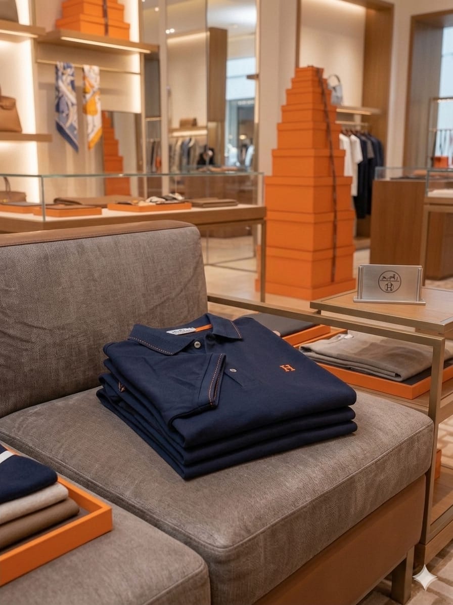 Hermès navy blue regular fit polo t-shirt with embroidered logo
