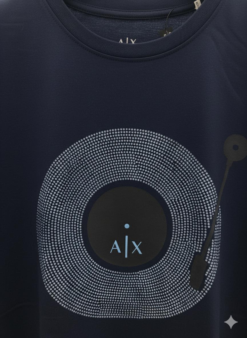 Women's Armani navy blue regular fit cotton T-shirt
