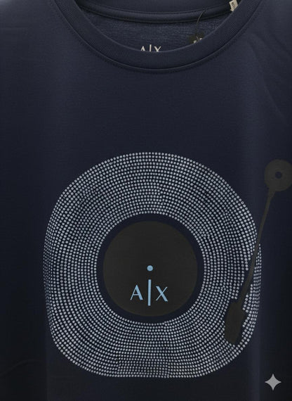 Women's Armani navy blue regular fit cotton T-shirt
