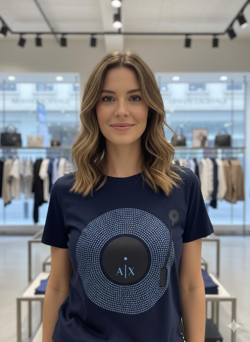 Armani navy blue designer-inspired ladies casual tee
