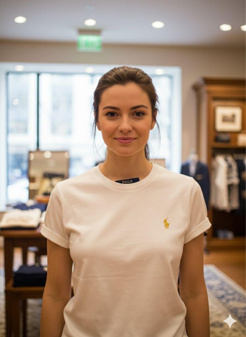 Armani cream designer-inspired ladies casual tee
