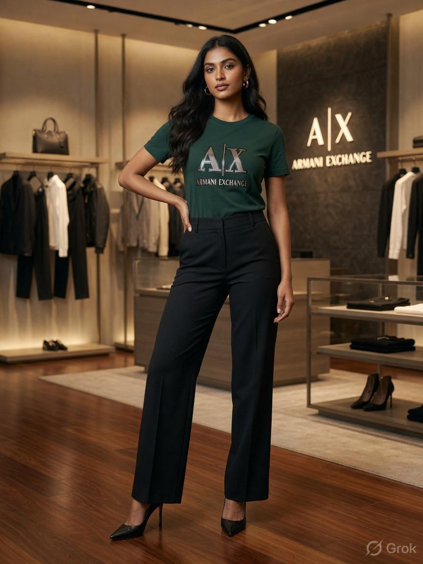 Premium Armani green casual T-shirt for women

