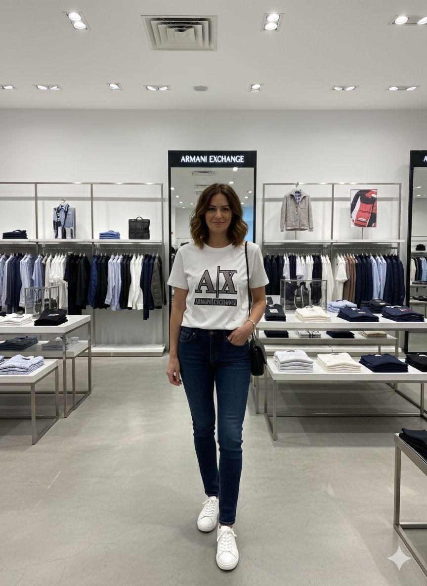 Premium Armani white casual T-shirt for women
