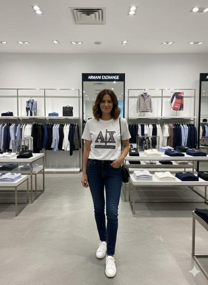 Premium Armani white casual T-shirt for women
