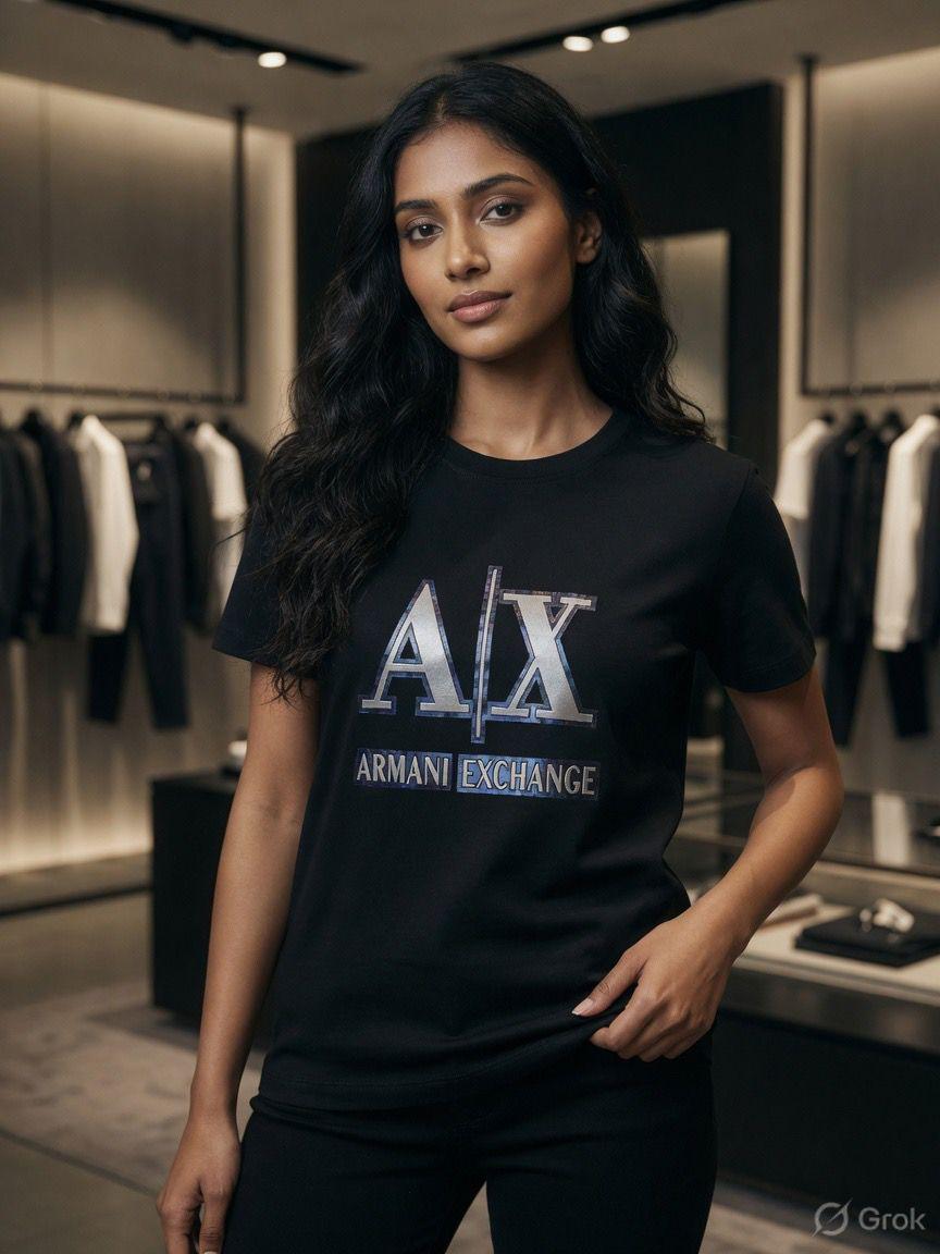 Armani black stone work premium ladies T-shirt
