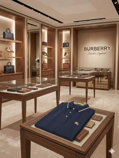 Burberry navy blue men's clothing premium polo shirt
