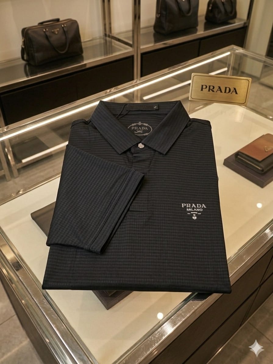 Prada black men's clothing premium polo shirt