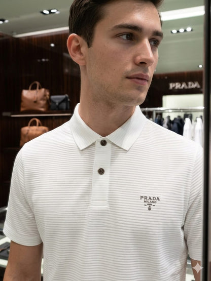 White Prada men's wear regular fit polo t shirt