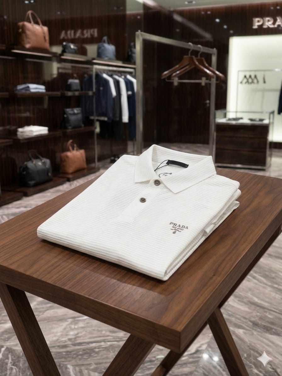 Prada white men's clothing premium polo shirt
